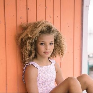 Minnow girls calypso coral botanic ruffle strap one piece